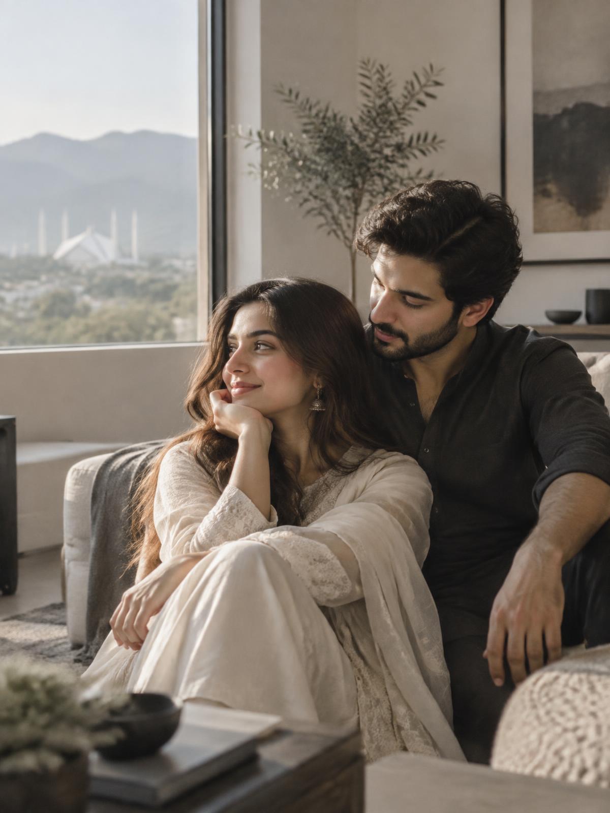 A couple photographed in quiet natural light